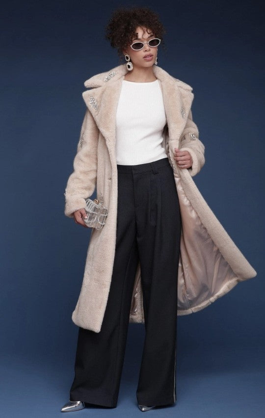 Embellished Faux Fur Jacket