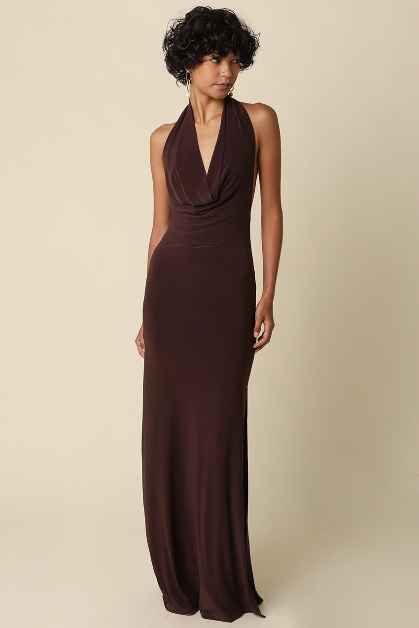 Open Back Halter Maxi Dress