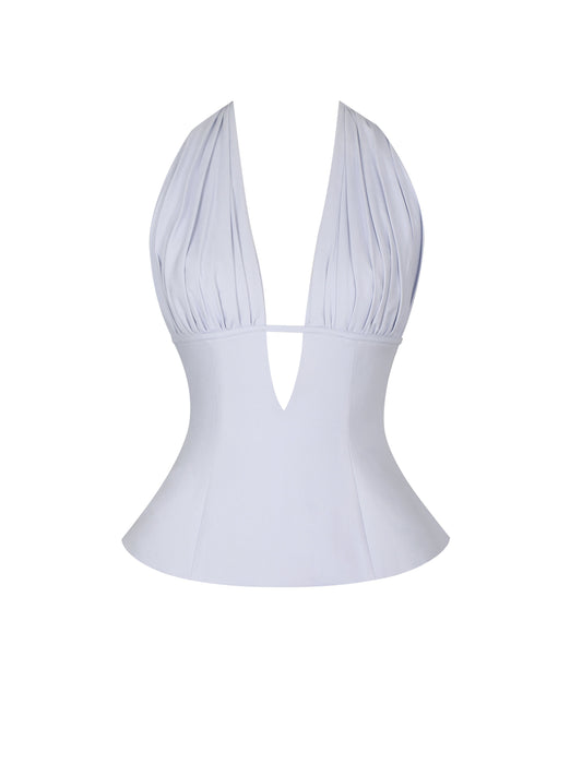 The Quinzella Linen Halter Top
