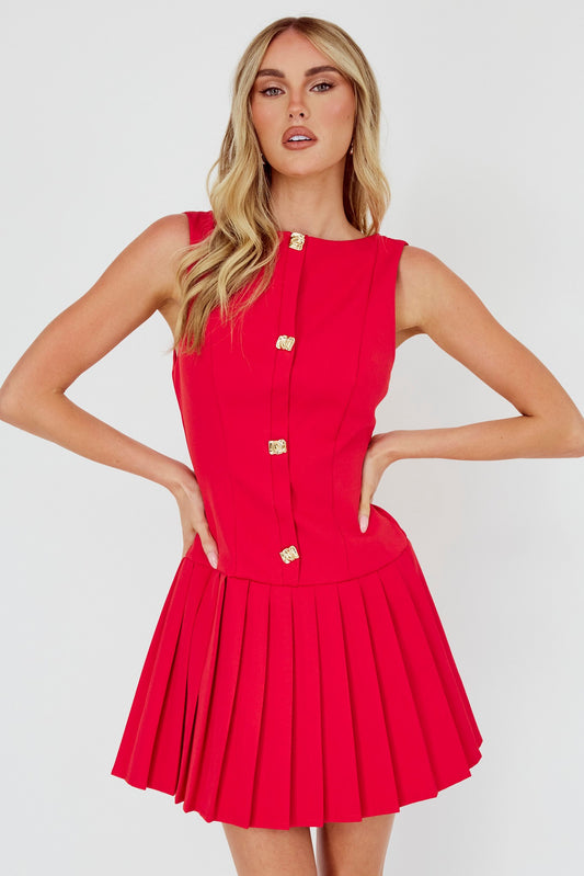 Pleated Button Down Dress