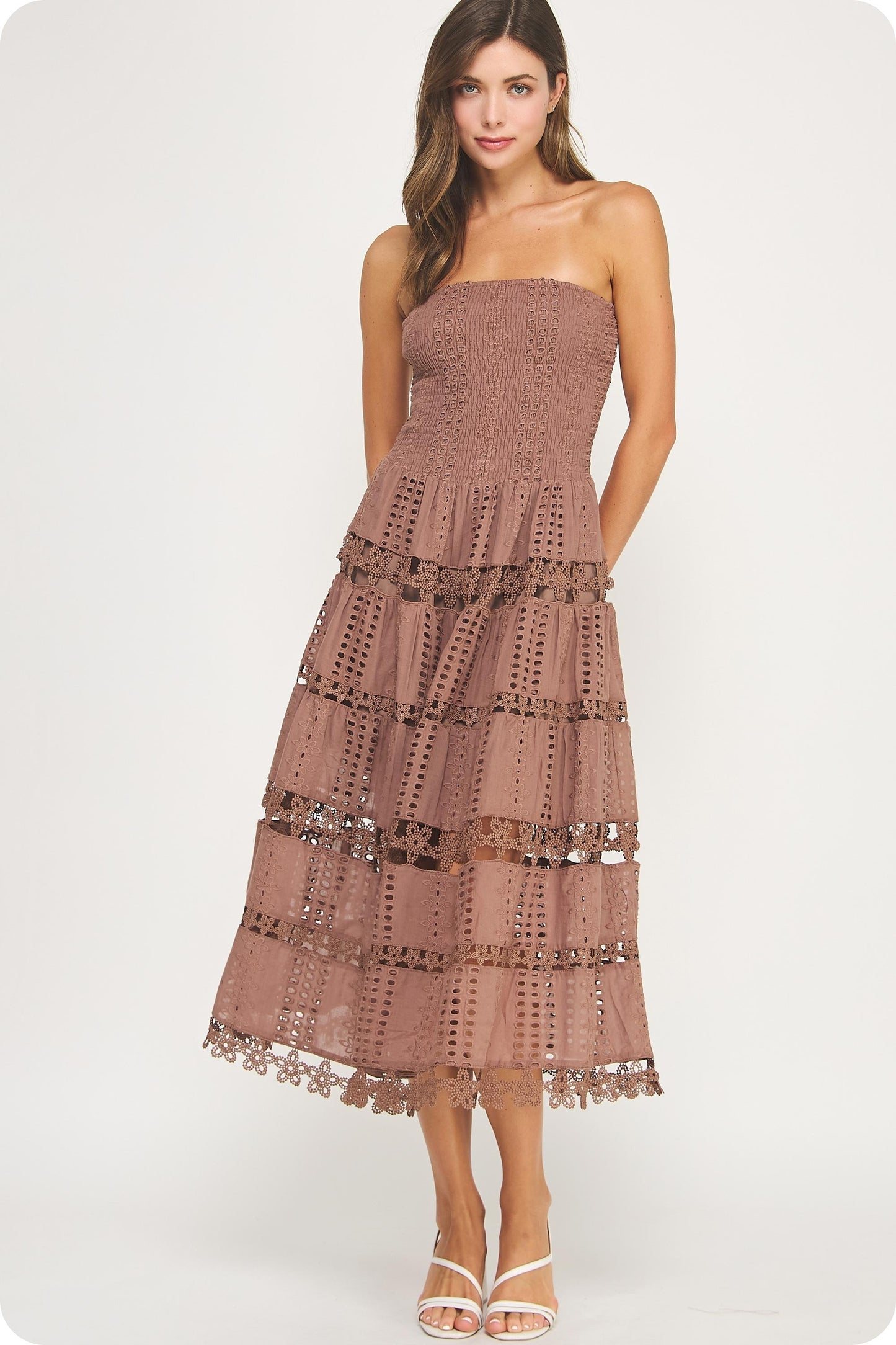 Eyelet Lace Strapless Dress