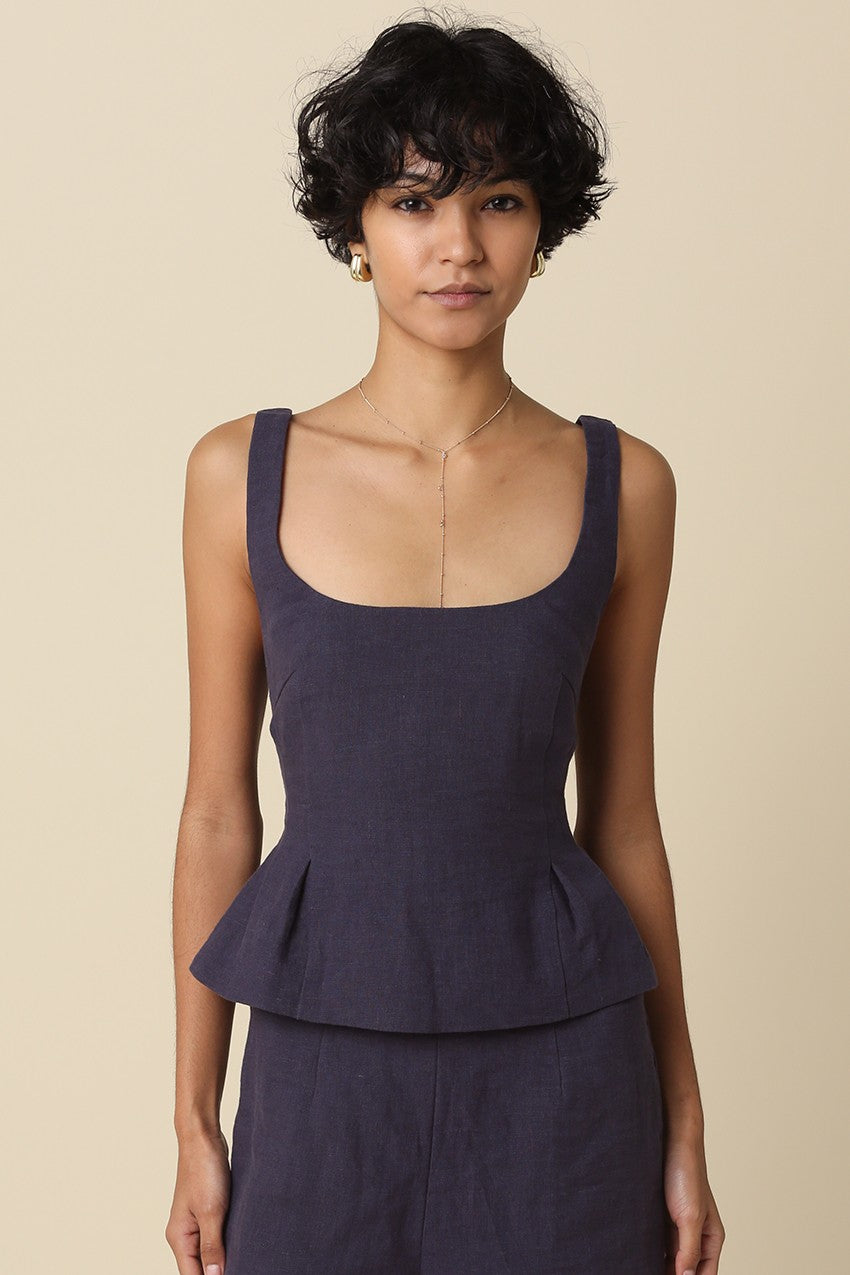 Linen Peplum Top