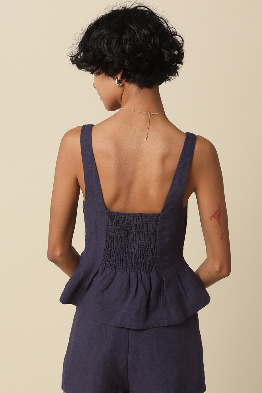 Linen Peplum Top