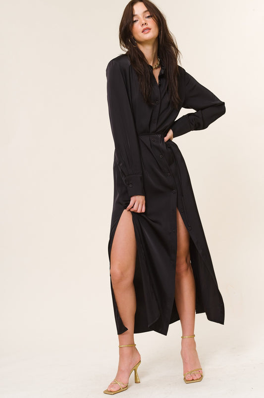 Fall Into This Button Down Long Sleeve Dress