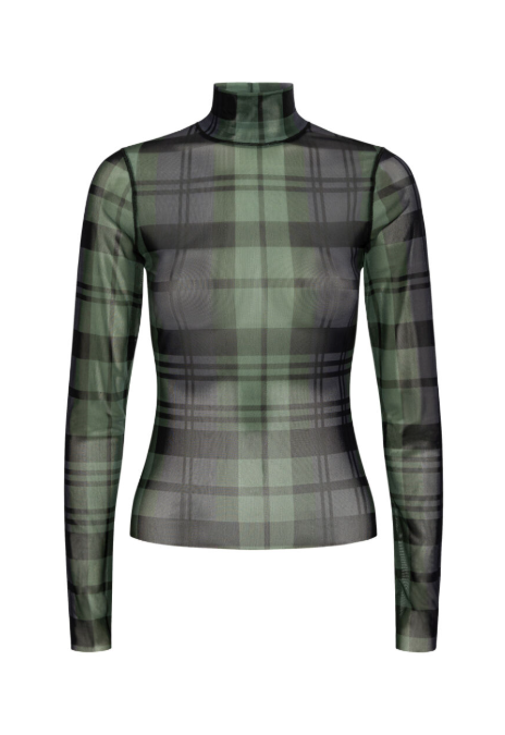 Designer Plaid Sheer Top