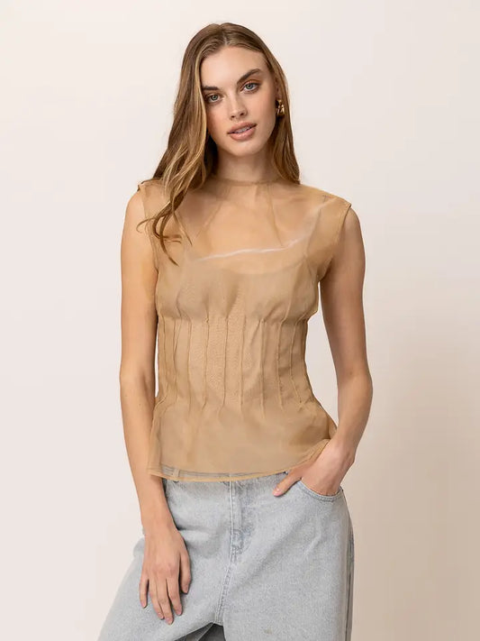 Sheer Pleated Top
