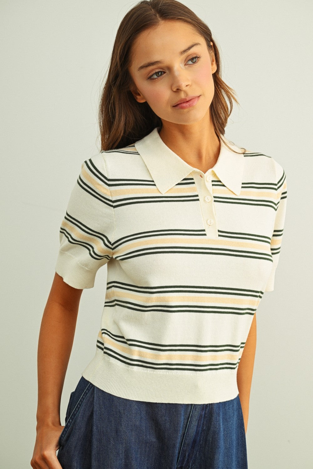 Stripe Polo Top