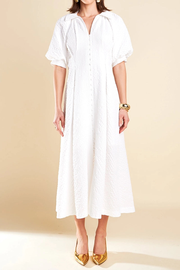 Puff Sleeve Midi Dress