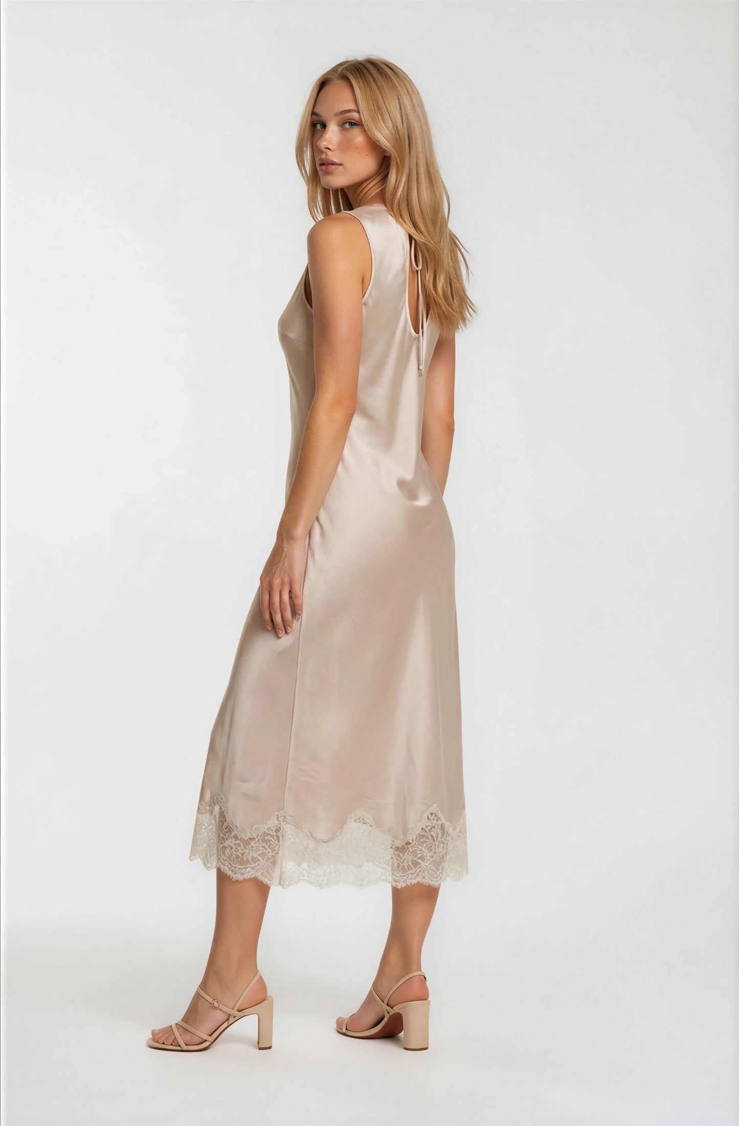 Satin Lace Trim Dress