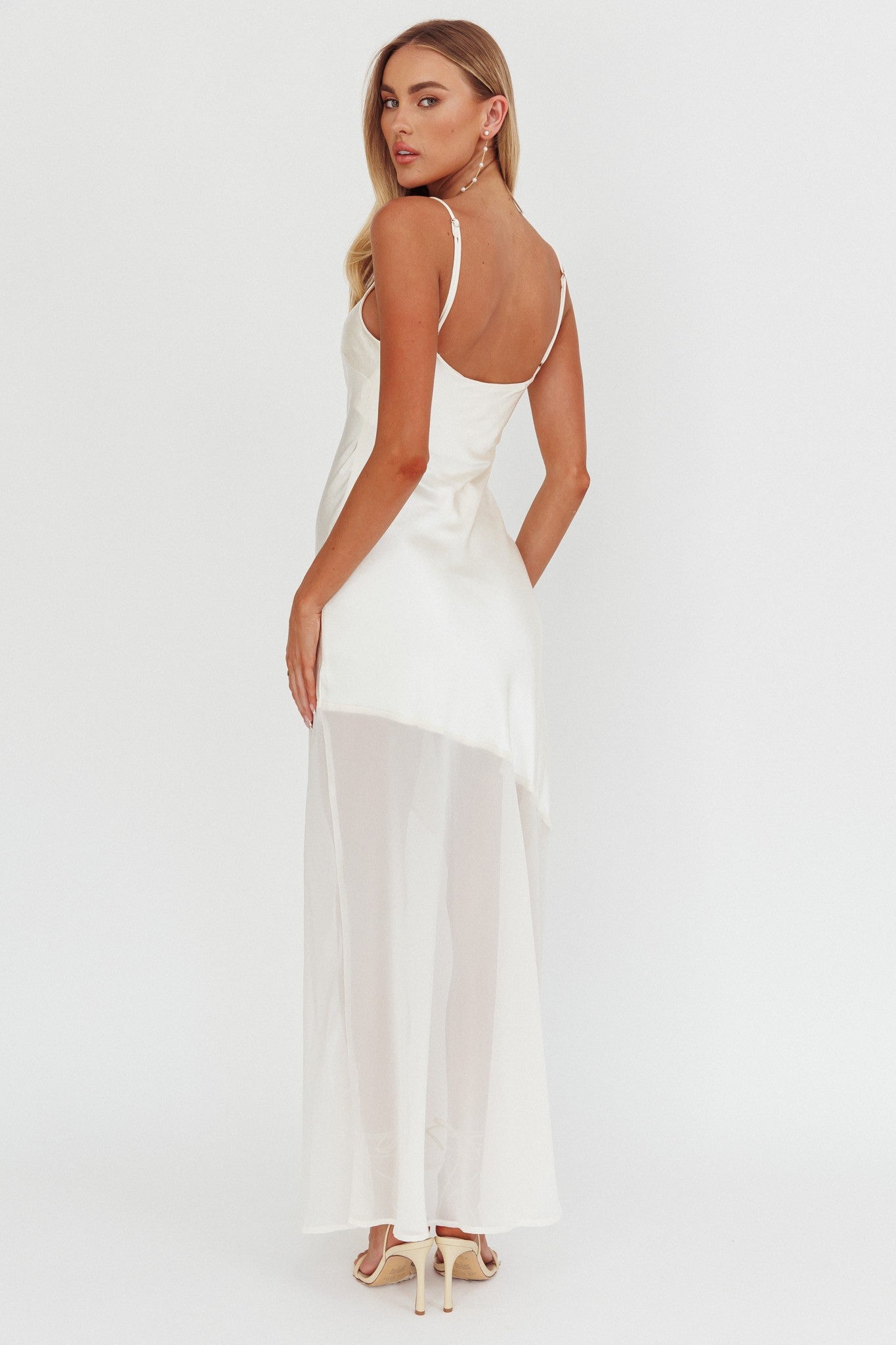 Satin White Sheer Dress