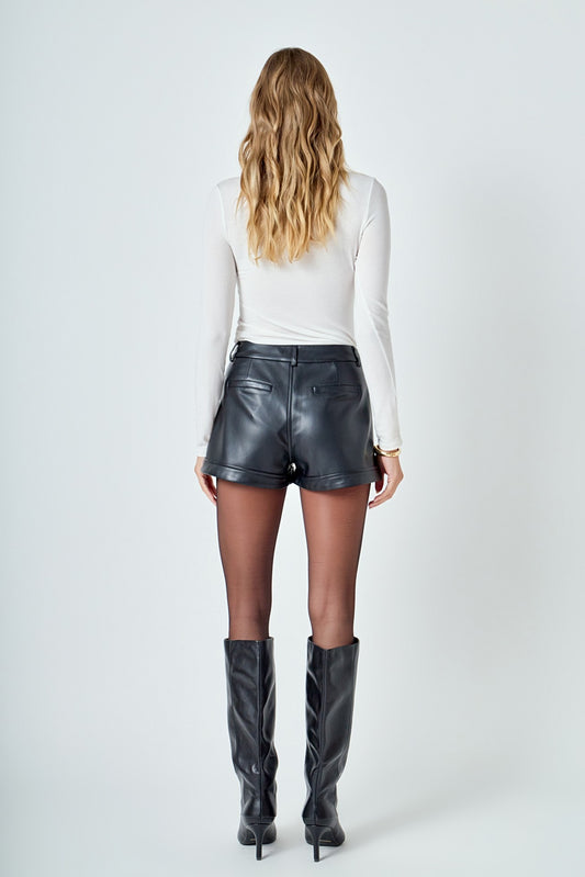 PU Mid Waist Shorts