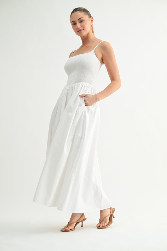 Smocked White Cami Dress