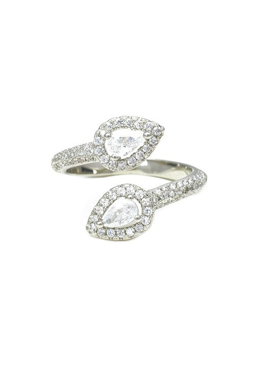 Ring Silver Cubic Zirconia Adjustable Spiral Ring