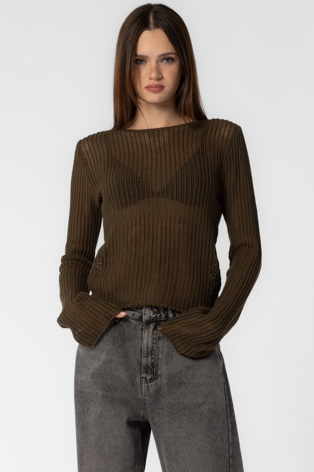 Brown Sweater Top