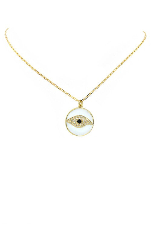 H&R 3RD Eye White Necklace #49556 GOLD FILLED