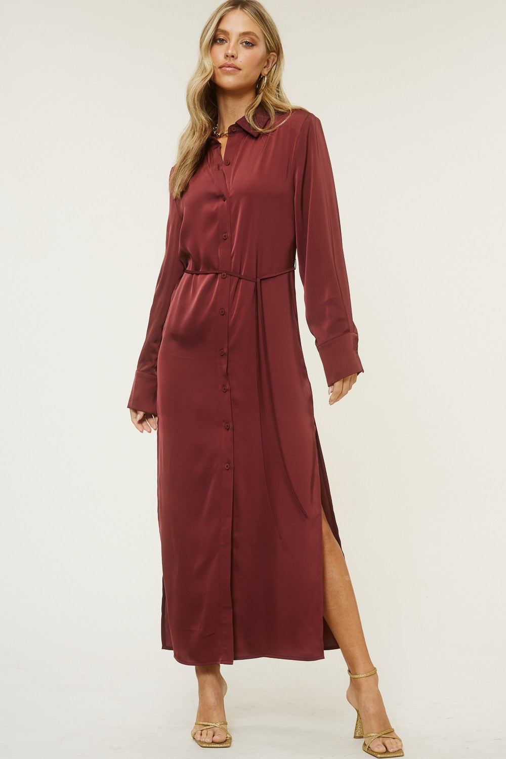 Fall Into This Button Down Long Sleeve Dress